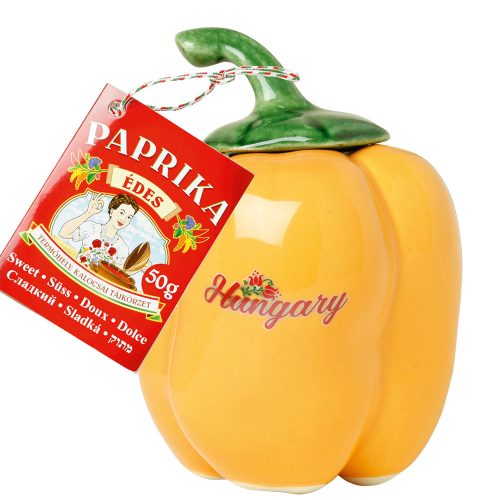 Fűszerpaprika őrlemény mázas kerámia paprikában "Duna" édes 50g (sárga)